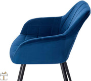 Happyment Luxe Eetkamerstoelen - Velvet Blauw - Fauteuils met armleuning - Woonkamerstoelen - Keukenstoelen - Kuipstoel - Set van 1
