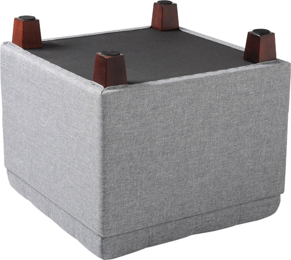 Bolt Edge Poef Deluxe - Lichtgrijs Stof - Voetenbank met Opbergruimte - Opbergbox Hocker - Zitkist met Deksel - 45x45x41cm