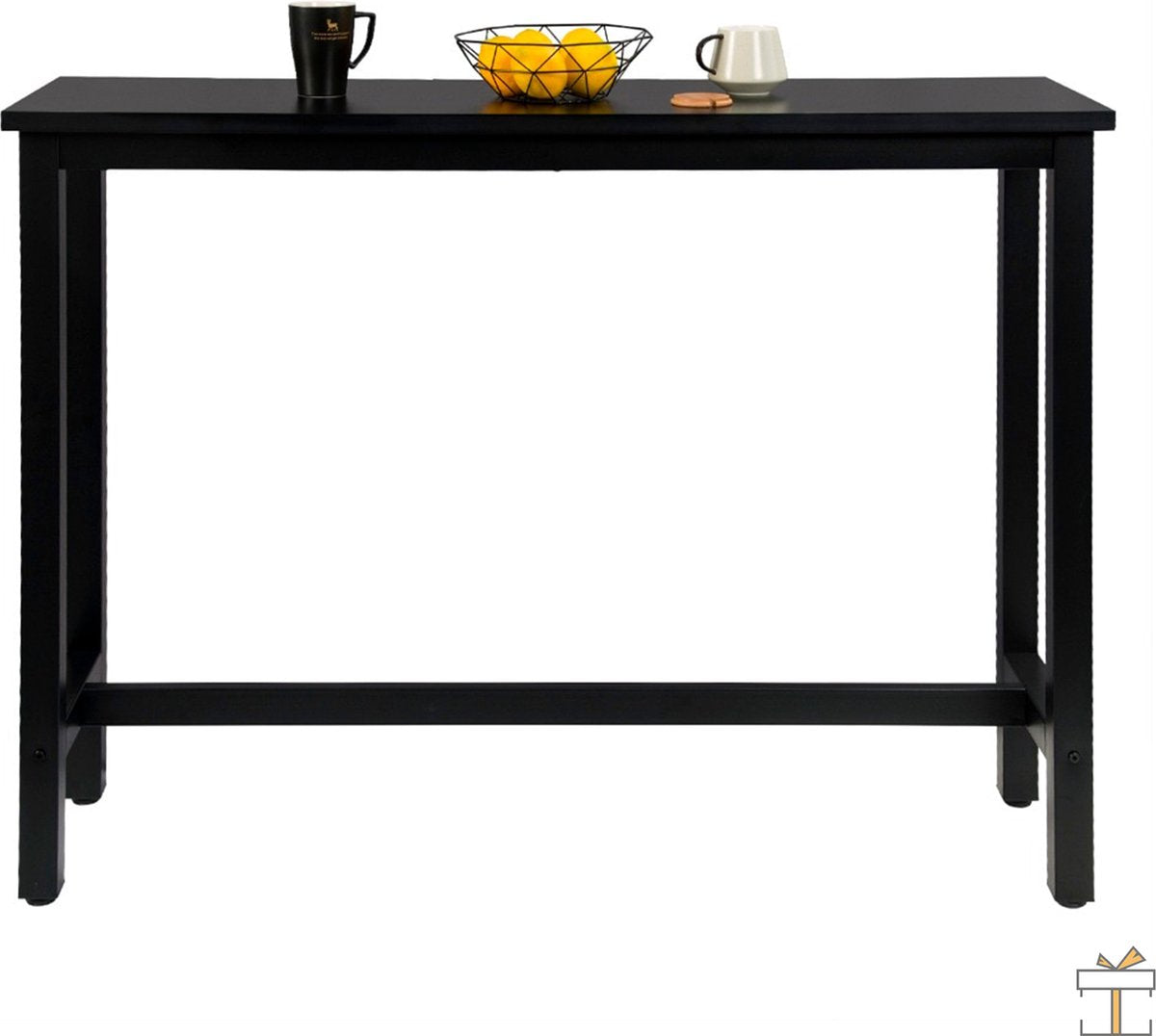 Happyment Bartafel deluxe - Rechthoekig - Bartafel voor Binnen - Metaal - Zwart - 140x40x100cm