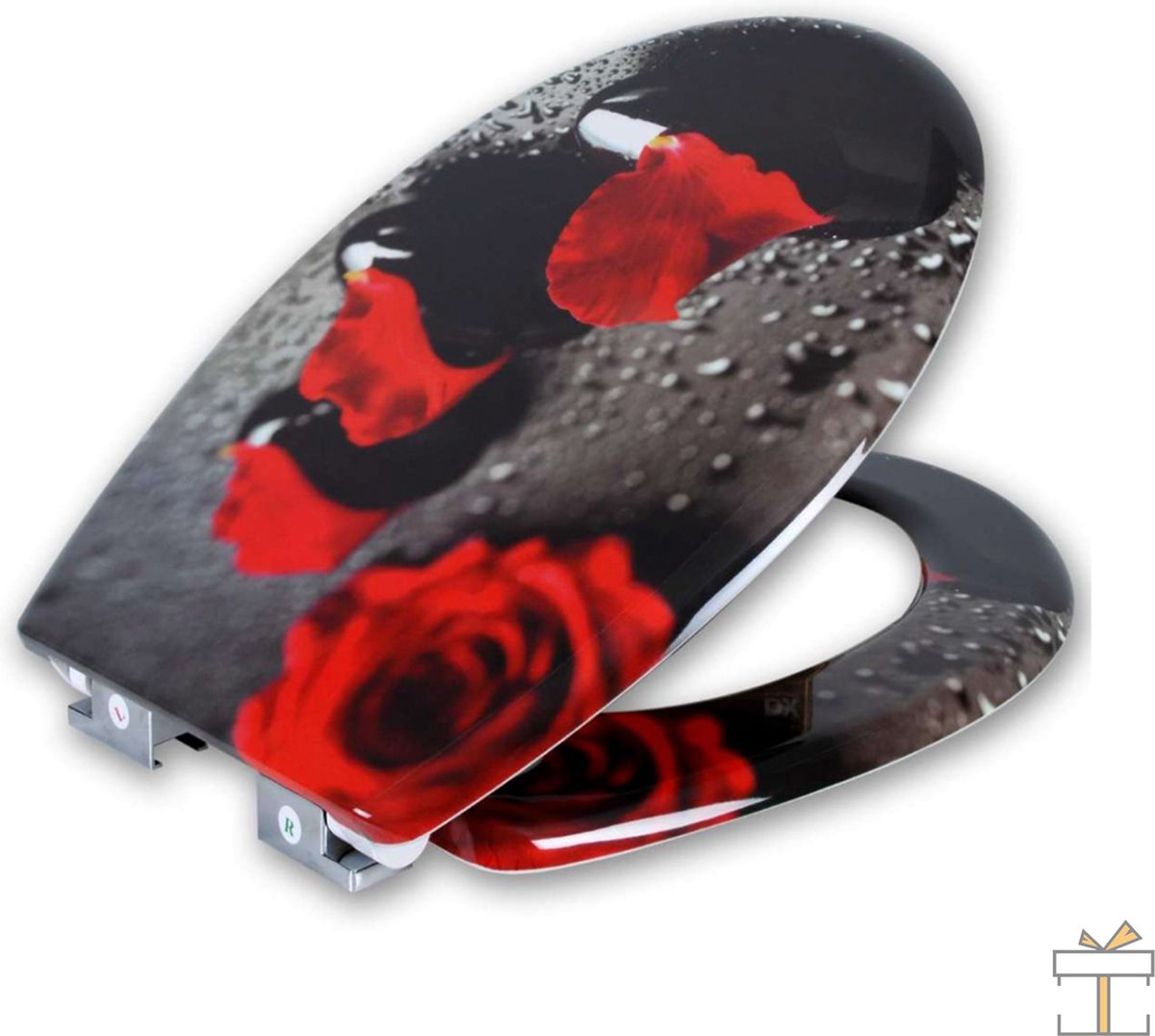 Toiletbril Antibacteriële - Met Softclose - Universeel - Toiletbrillen met Black red print - WC Bril - Toiletzitting