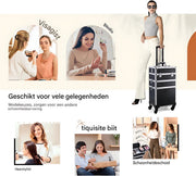 3-in-1 Rollende Make-up Trolley - Make up koffer - Kappers koffer - Beautycase - Voor Schoonheidssalons en visagie - Roze