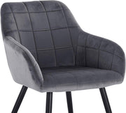 Eetkamerstoel - Donkergrijs Velvet - Met zwarte poten - Zithoogte 47cm - Set van 1