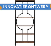 Boekenkast - Boekenplank - Wandplank - Boekenrek - Voor opbergen / woonkamer / kantoor - Industrieel - met open planken - Rustiek Bruin 01