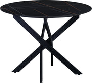 Eetkamertafel Rond - Tuintafel zwart - 4 personen - Marmerlook - - Eettafel - 100x100x76cm - Ook voor buiten