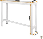 Happyment Bartafel deluxe - Bartafel voor Binnen - Rechthoekig - Metaal - Wit - 140x40x100cm