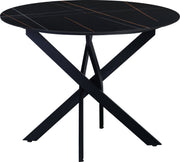 Bolt Edge Eetkamertafel Rond - Tuintafel - Marmerlook - Zwart - Voor 4 Personen - 100x100x76 cm
