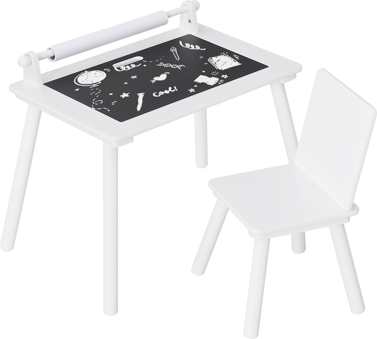Happyment Kindertafel Deluxe - Tekentafel - Speeltafel - Kindermeubel - Kinderbureau - Wit