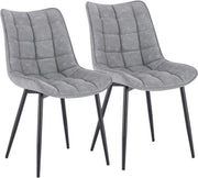 Happyment Luxe Eetkamerstoelen - Lichtgrijs - Fauteuils met armleuning - Woonkamerstoelen - Keukenstoelen - Kuipstoel - PU leer - Set van 2