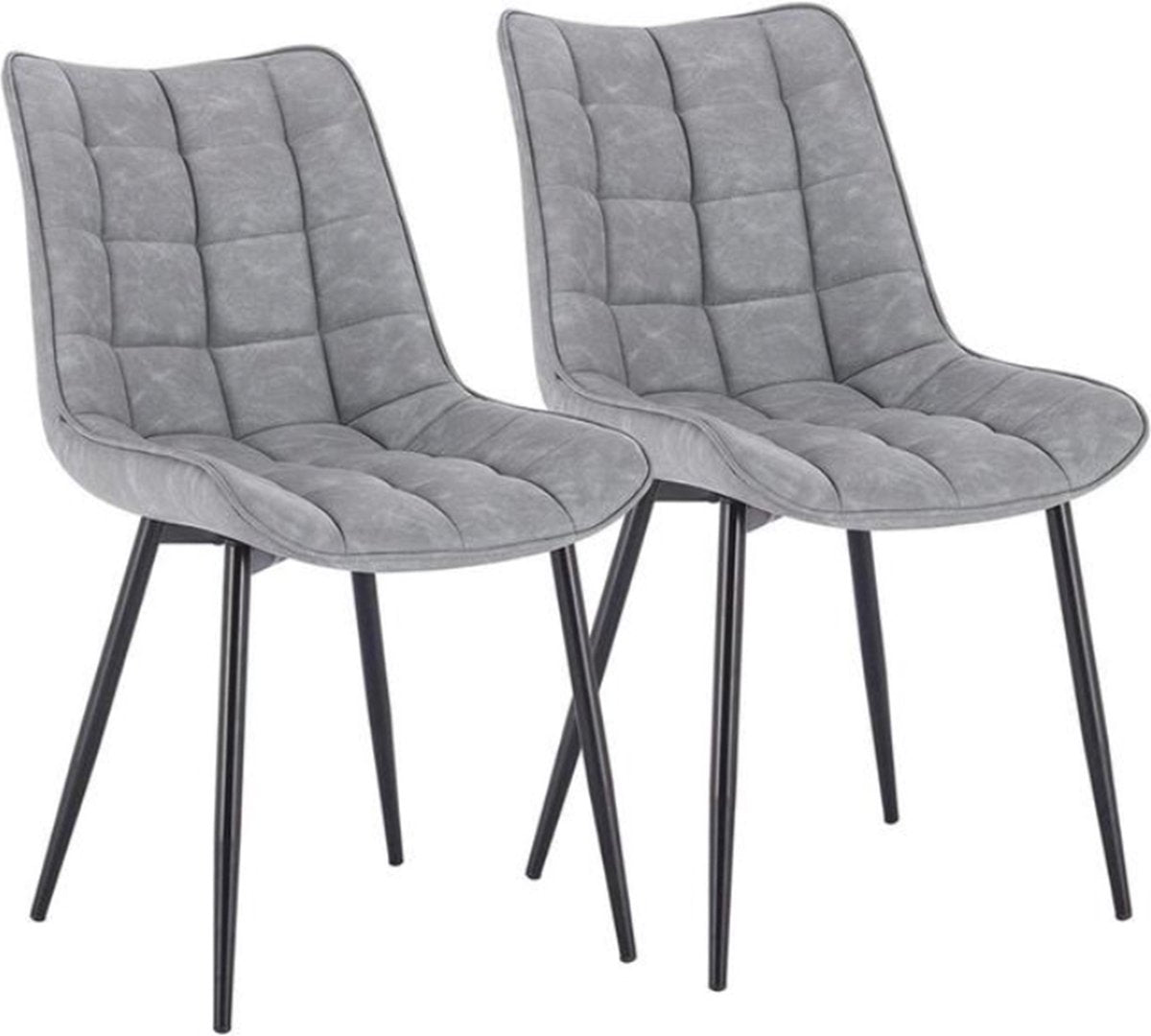Happyment Luxe Eetkamerstoelen - Lichtgrijs - Fauteuils met armleuning - Woonkamerstoelen - Keukenstoelen - Kuipstoel - PU leer - Set van 2