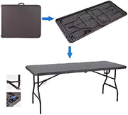 Tuin klaptafel- Kampeertafel - Campingtafel - Rotan look camping catering tafel met handvat, buiten opvouwbare schraagtafel voor picknick - 1,8M