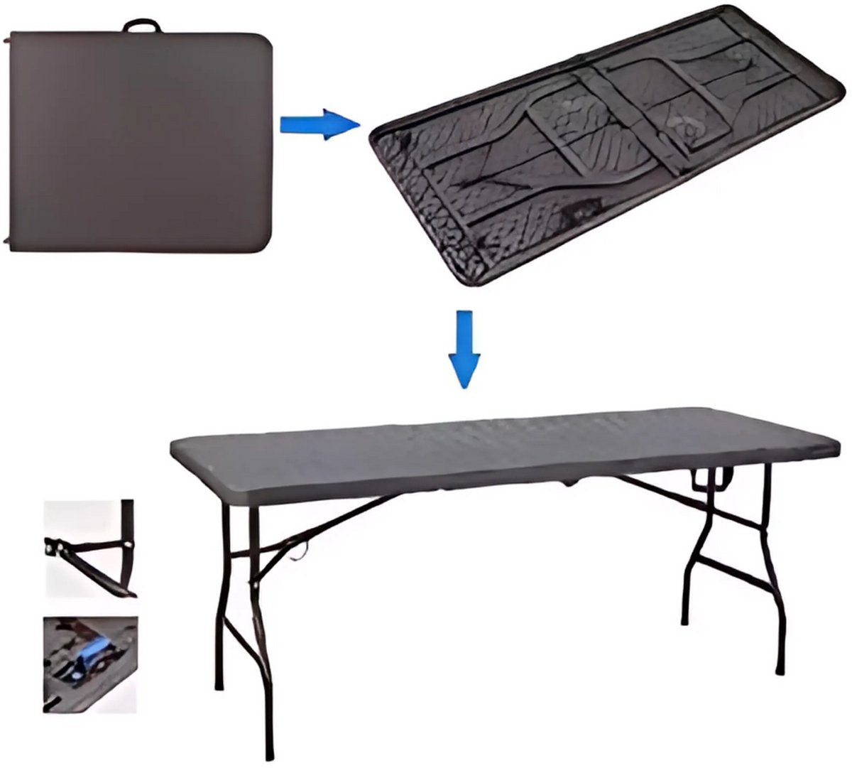 Tuin klaptafel- Kampeertafel - Campingtafel - Rotan look camping catering tafel met handvat, buiten opvouwbare schraagtafel voor picknick - 1,8M