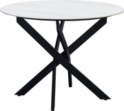 Happyment Eetkamertafel Balino - Marmerlook wit - Tuintafel rond - 4 personen - Eettafel - 100x100x76cm - Ook voor buiten