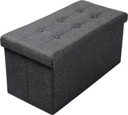 Moderne Opbergbank Redina - Met opbergruimte - Zitbank Poef - Voetenbank - Opbergbox hocker - Zitkist met deskel - Donkergrijs - Stof - 76x38x38 cm