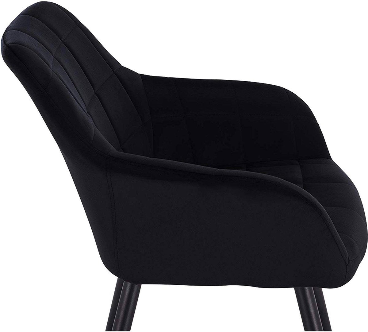 Happyment Stoel Spectral - Eetkamerstoel - Zwart Velvet - Zwarte Metalen poten - set van 1 - Zithoogte 47cm - deluxe
