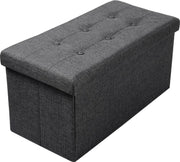 Collox Voetenbankje - Voetenkrukje - Opslagbankje - Poef - Bankje - Opbergdoos - Met afneembare deksel - Zitting gestoffeerd - Opvouwbaar - Donker grijs - 76x38x38 cm - Capaciteit 80 L