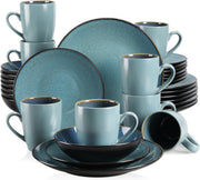 Happyment Luxe Serviesset - 8 Persoons - Porselein - 32 Delig - Bordenset 8 persoons - Bordenset 32 delig - Turqoise