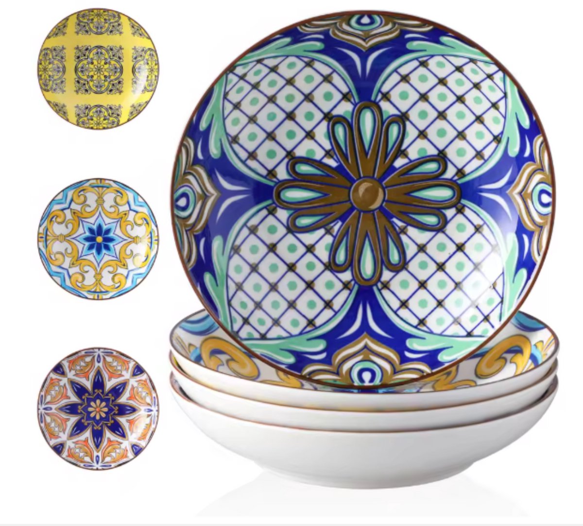 Santivo Serviesset - 4 delig - 4 persoons - Mozaïek - Dinerborden - Bordenset - Diepe borden - Ontbijtborden - Servies - Keukenservies