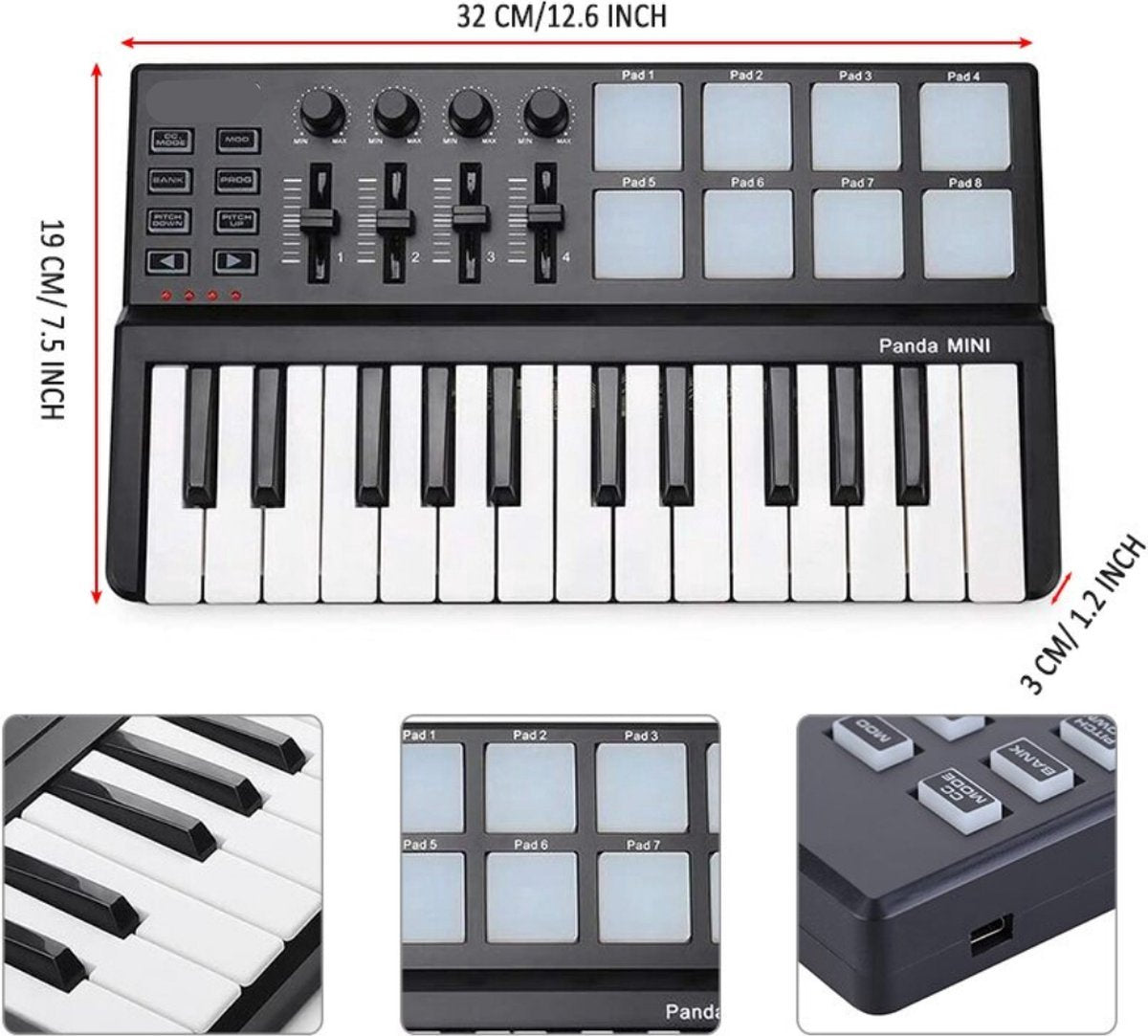 Happyment Keyboard Met Mengpaneel - Elektrische Piano - Digitale Piano - Voor Apple Producten - USB-aansluiting