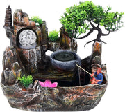 Happyment Kamerfontein Waterval Glas - Tafelfontein LED Licht - Waterornament - Indoor Fontein - Visser