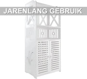 Badkamerkast - Voor Vloerplaatsing - Waterdichte Opbergkast met Dubbele Deuren en 3 Planken - PVC in Wit