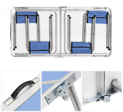 Kampeertafel 5-delig - Opvouwbaar - Klaptafel - Voor Camping en Tuin - Inklapbaar met 4 Krukken - Aluminium 120 cm - Blauw