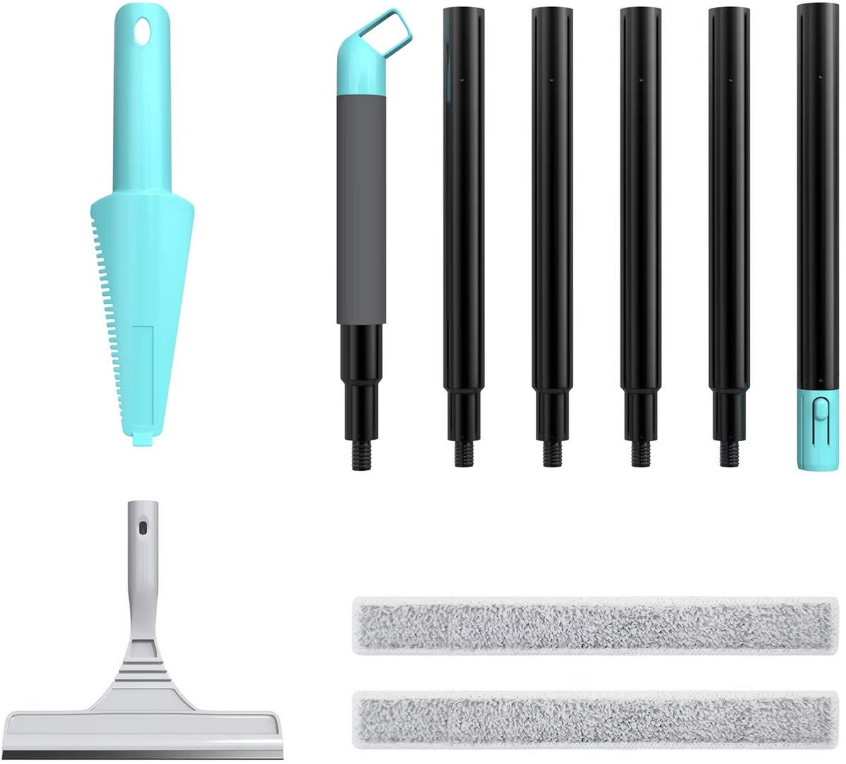 Vloerwisser Deluxe - 2 in 1 - Microvezel & Rubber Combinatie - 154cm Handvat - Voor Efficiënte Vloerreiniging in Huis