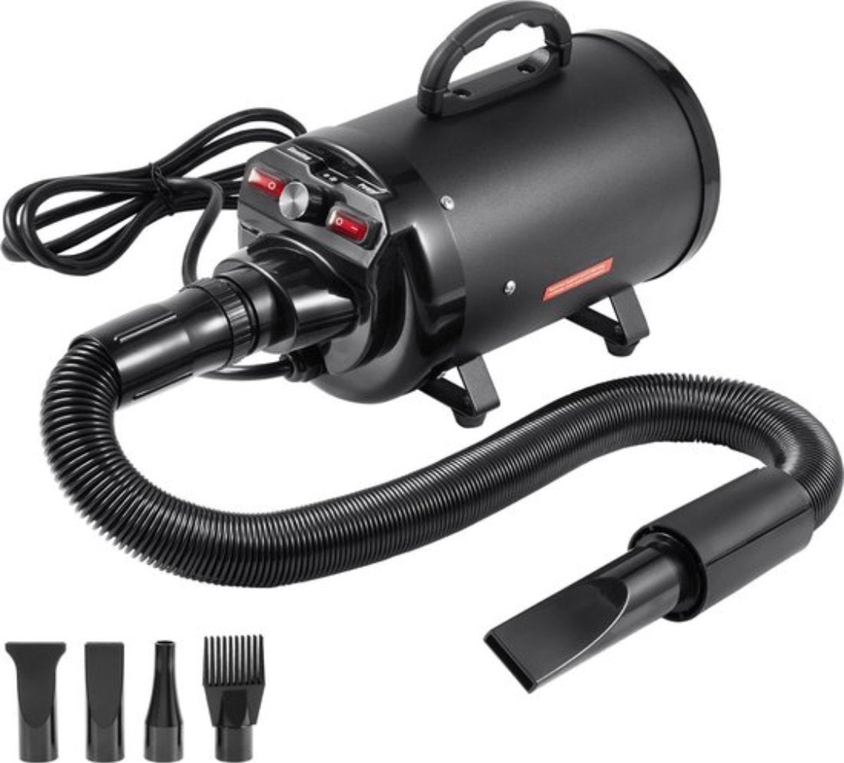 Luxe hondenföhn - 4 Hoofdstukken - 2000W - 2,7 Pk - Instelbare snelheid - Zwart