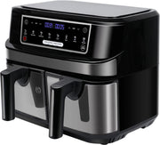 Mini oven - Grill rooster - Bakplaat - Airfryer - Voor Gezinsmaaltijden en Efficiënt Koken - 6-in-1 Slim Design met Dubbele Manden - 10 QT, Ruimtebesparend