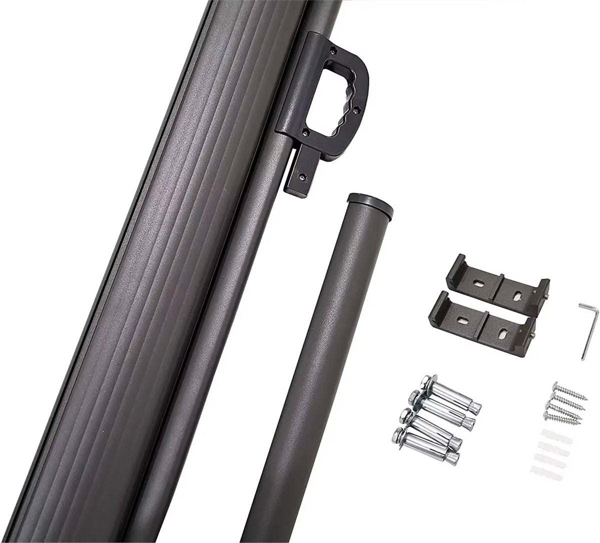 Zijluifel - Windscherm - Tuinschem - Zonnescherm - Intrekbaar - Voor Tuin, Buitenzwembad, Patio & Terras - Zwart - 3x1.6m