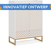 Schoenenkast met deuren - 5 lades - Wit - Voor 20 paar - Schoenenrek - Woonkamer en slaapkamer - 105 cm hoog × 75 cm breed × 35 cm diep