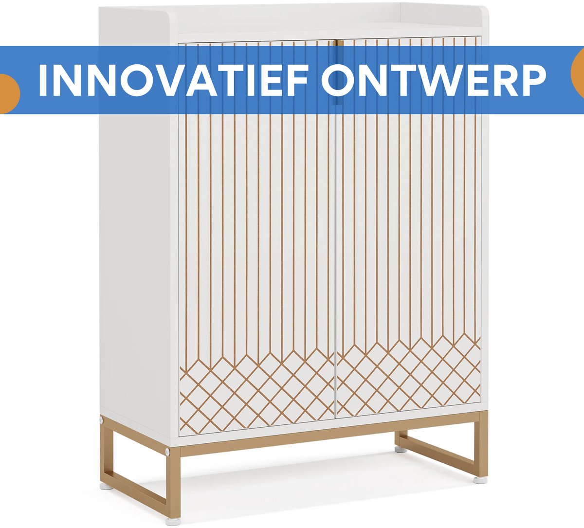 Schoenenkast met deuren - 5 lades - Wit - Voor 20 paar - Schoenenrek - Woonkamer en slaapkamer - 105 cm hoog × 75 cm breed × 35 cm diep