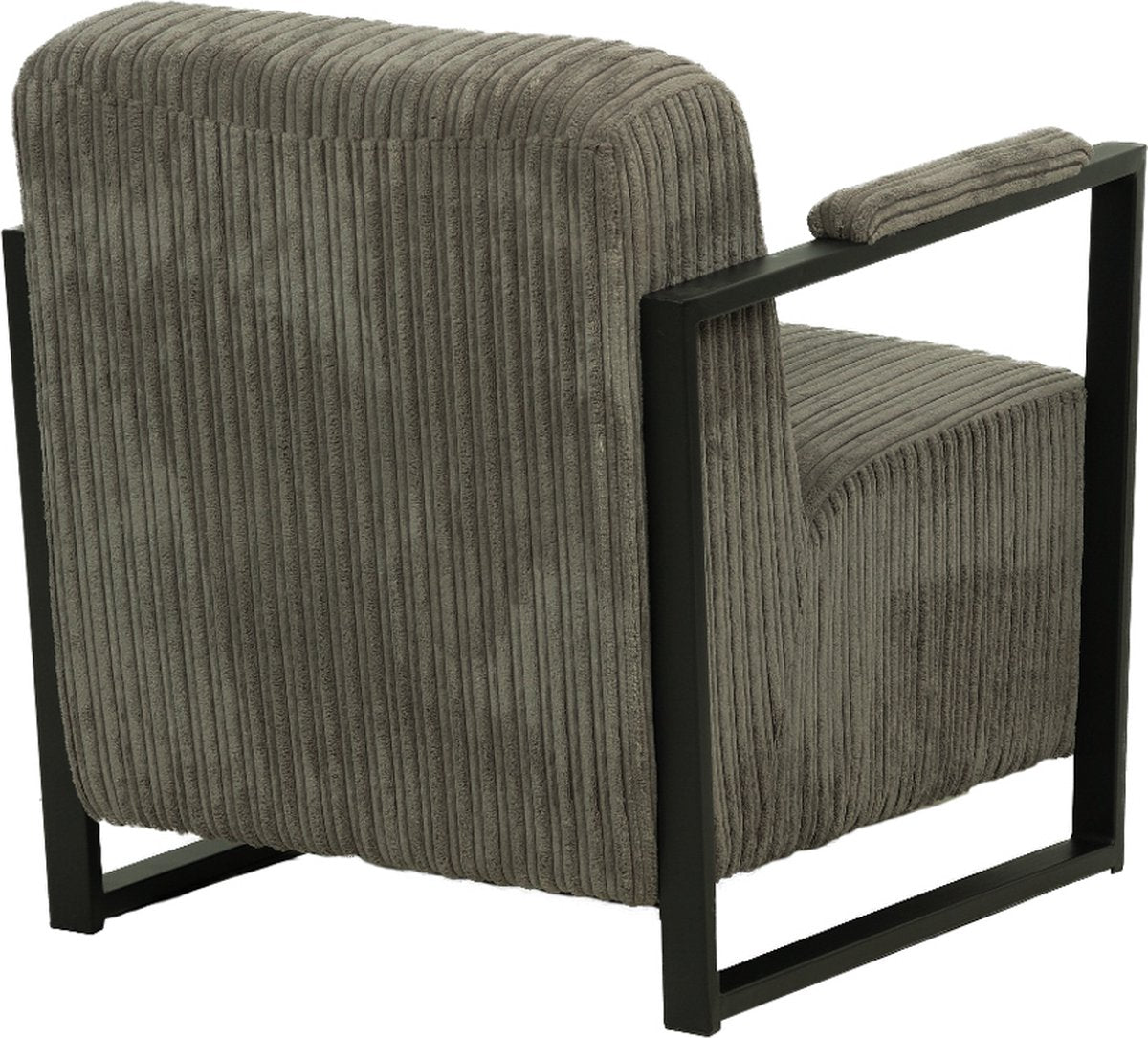 Happyment Moderne Fauteuil - Voor binnen - Grijs - Loungestoel met hoofdkussen - Volwassenen - Loungezetel - Modern