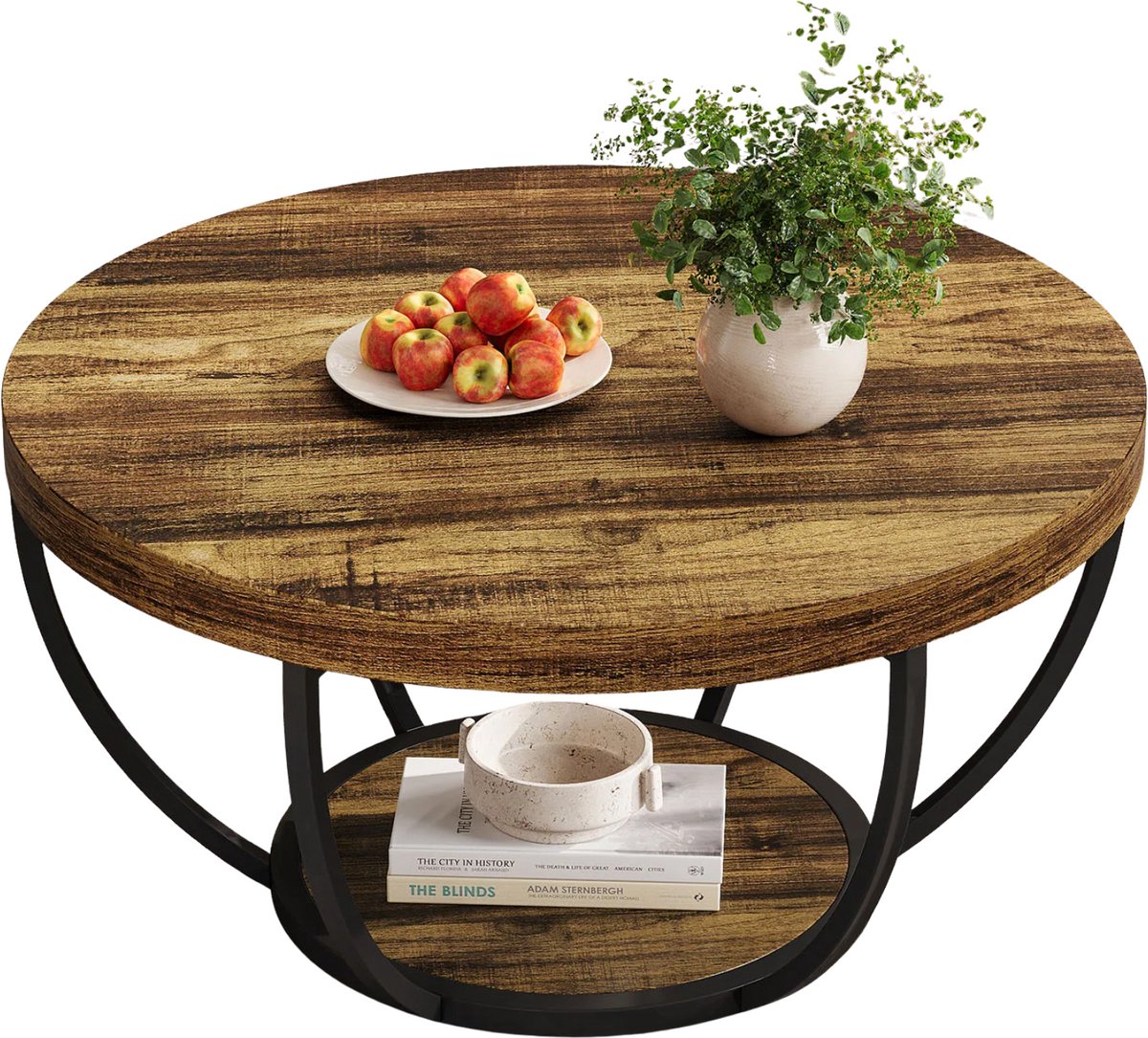 Salontafel Turin - Rond - Modern - Voor woonkamer - Bijzettafel - 80cm - Bruin