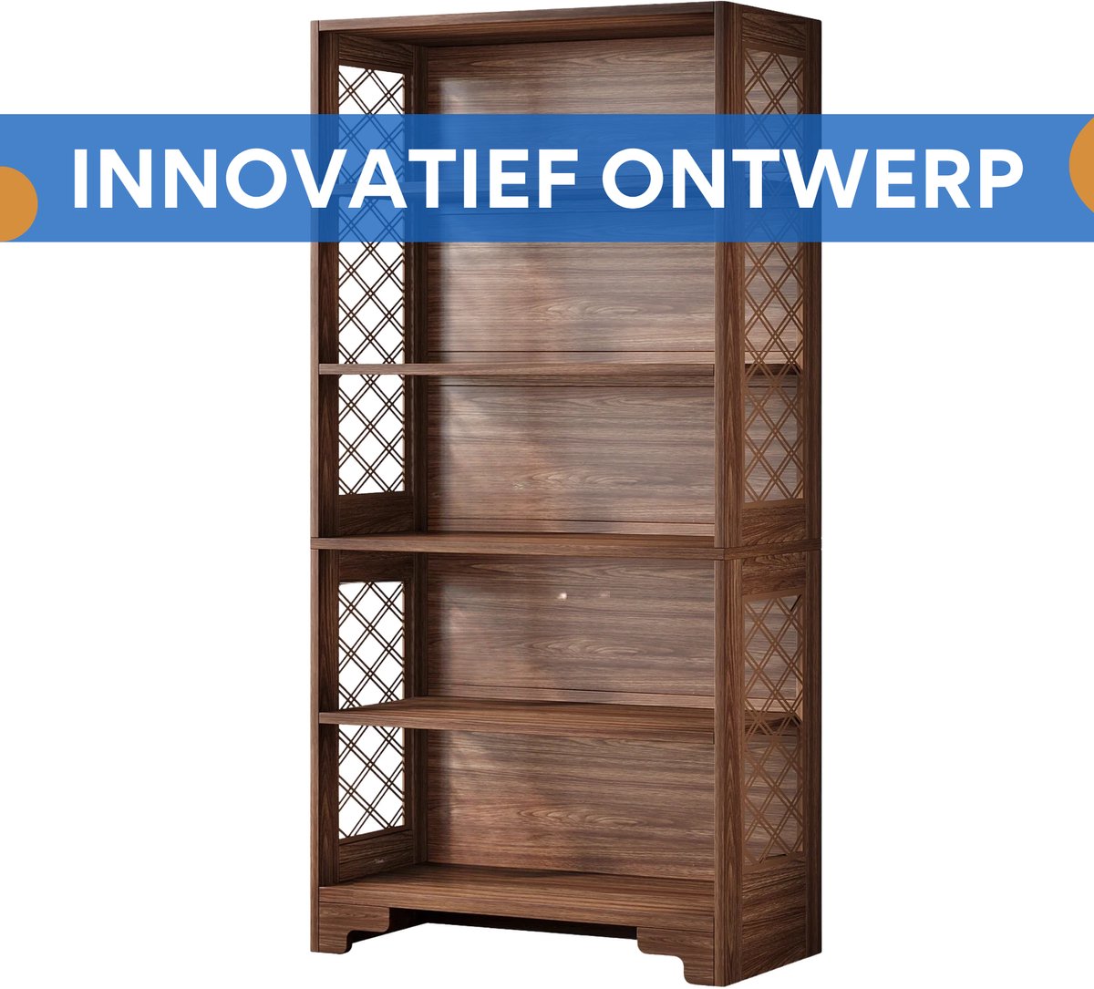 Boekenkast Nero - Bruin - Met 6 Lagen - Boekenrek Opbergrek - Voor Woonkamer, Slaapkamer of Kantoor