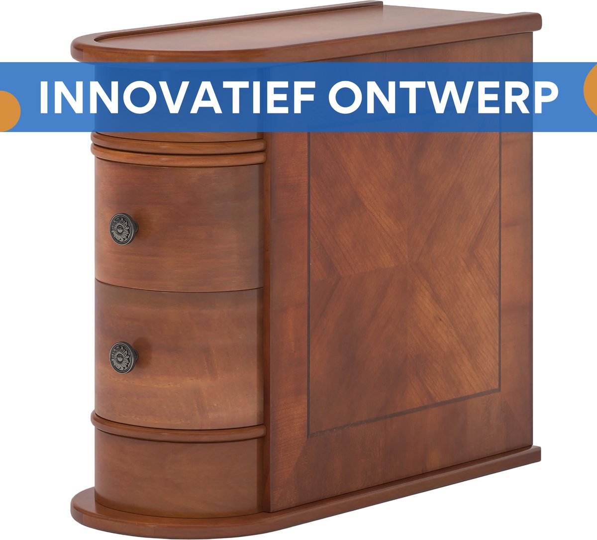 Vintage bijzettafel met lade - Massief hout - Voor slaapkamer of woonkamer - Nachtkastje