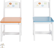 Happyment Kindertafel en 2 Stoeltjes - Kindermeubel - Speeltafel - Kinderbureau - Wit, blauw, oranje