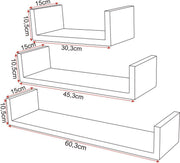 Happyment Zwevende Boekenplank - Wandplank voor tegen de muur - Set van 3 - Wandplanken - Wandrek - Fotoplank kinderkamer - Bruin - Hout MDF