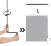 Happyment Rolgordijn met crank - Grijs - 140x240cm - Rolgordijnen verduisterend - Luxaflex - Waterafstotend - Isolerend - Zonder of met boren - Voor balkon
