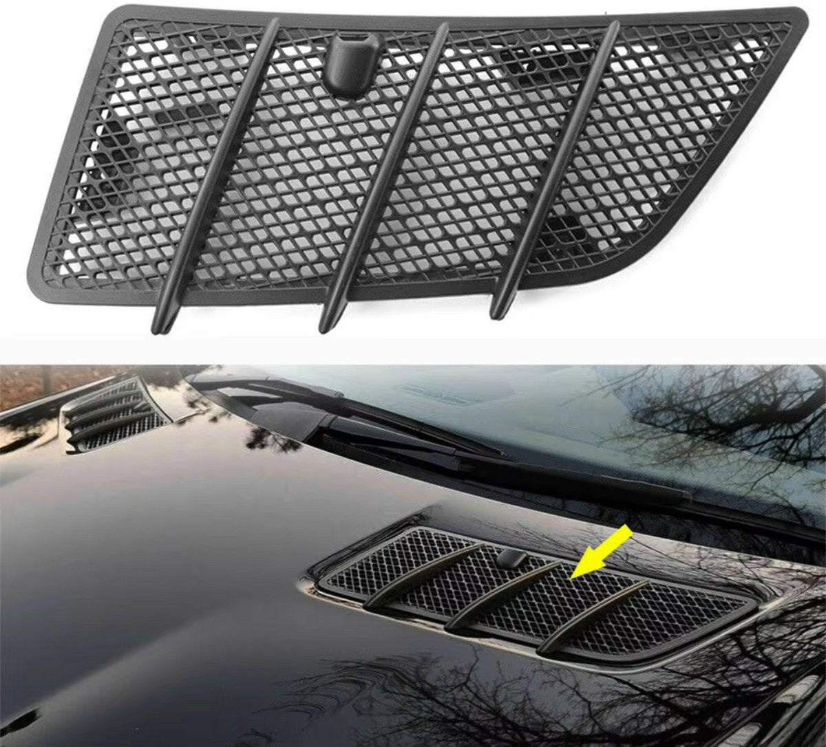 Motorkap Rooster Cover - Zwart - Voor Mercedes W164 GL350/ML350/GL450 (2008-2011) - Set van 2 - Auto Accessoires