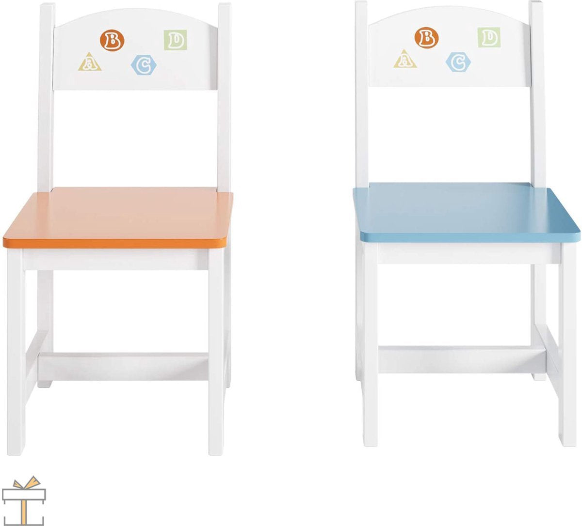 Bolt Edge Kindertafel - Wit/Blauw/Oranje - Met 2 Stoeltjes - Kinderbureau