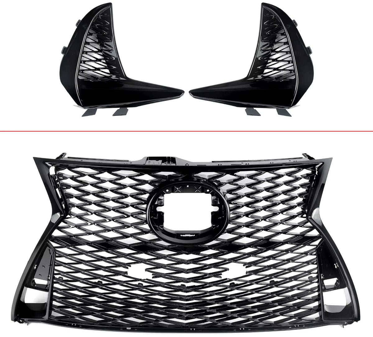 Voorgrille - Gloss Zwart - Voor Lexus IS250/IS350 F Sport (2017-2022) - Boven & Onder - Auto Accessoires