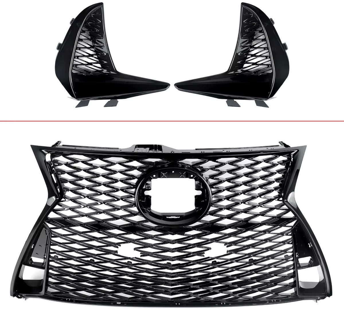 Grillekit Veltrix - Voorgrille - Gloss Zwart - Voor Lexus IS250/IS350 F Sport (2017-2022) - Boven & Onder - Auto Accessoires