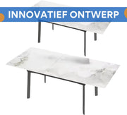 8-10 Personen Gesinterde Stenen Eettafel Vaylen - 180 cm Uitschuifbare Kerst Keuken Eettafel met Metalen Frame