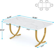 Moderne eetkamertafel Opulence - Woonkamer -Marmerlook Blad - 160cm