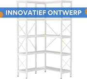 5-laags Grote Hoek Boekenkast - Boekenplank - Wandplank - Boekenrek - Voor grote opbergruimte - Wit