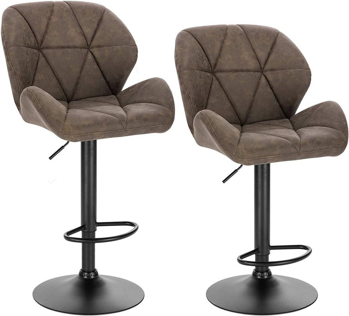 Barkruk Comfy Bruin - Met rugleuning - Stevig- Kunstleer - Set van 1 - Keuken - Barstoelen ergonomisch - Verstelbaar in hoogte - Zithoogte 60-82cm