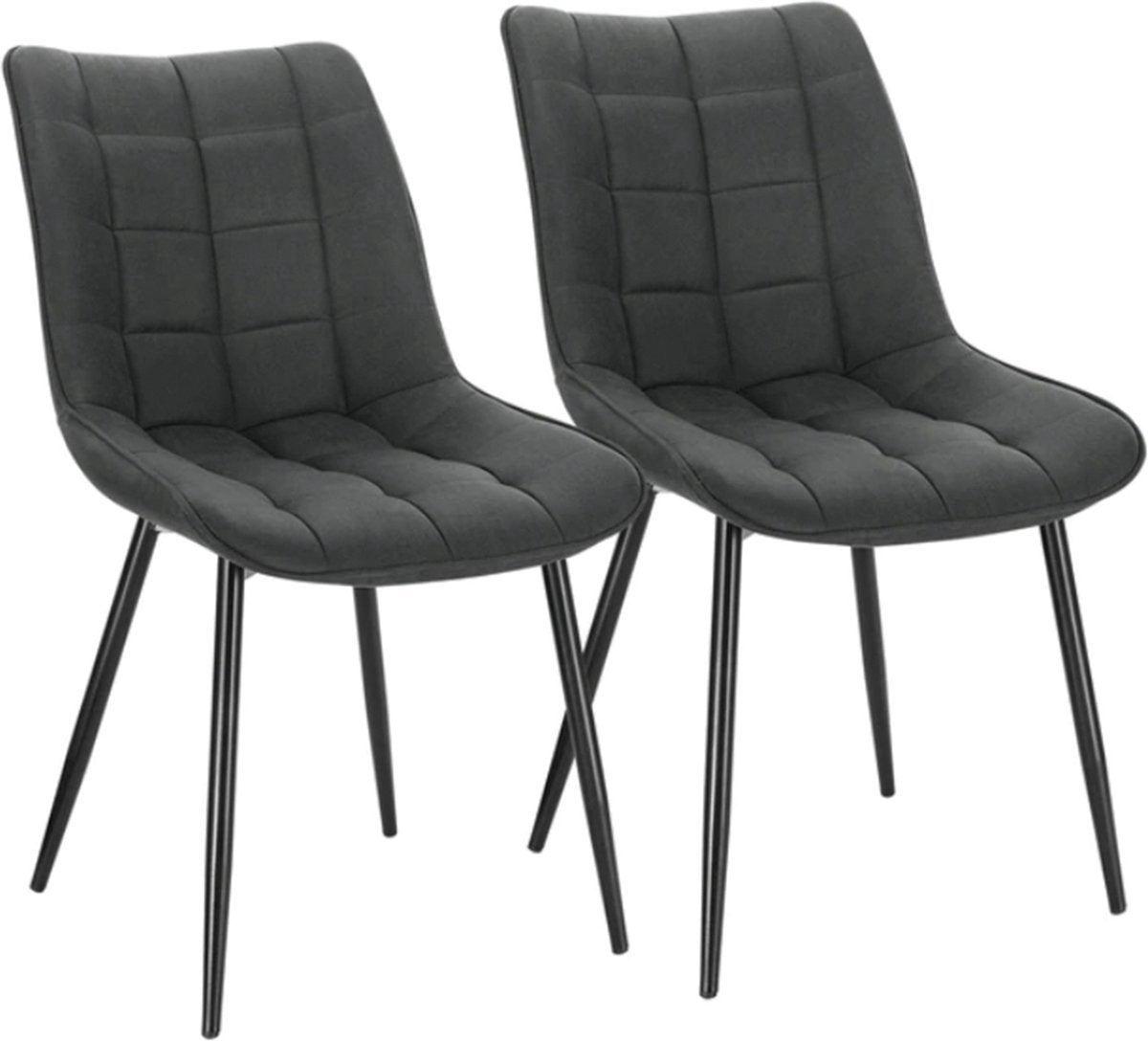 Eetkamerstoelen - Donkergrijs - Keukenstoelen - Set van 2 - Kuipstoel - Woonkamer