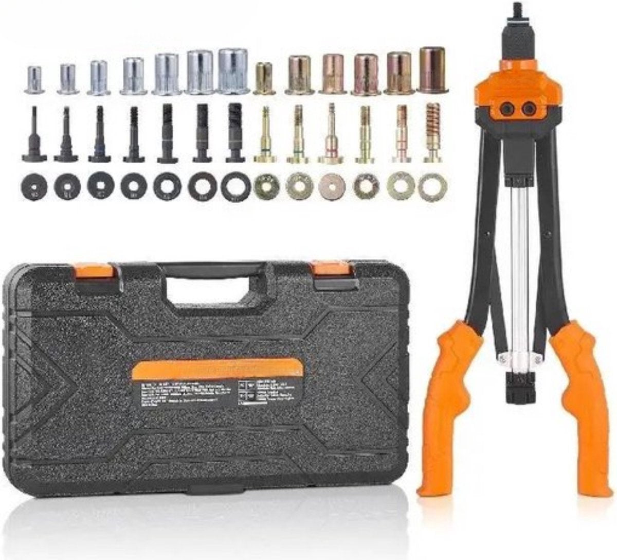 Klinknagel PRO - Moer Set - Popnagel Gereedschapset - 70 Stuks - Met Koffer - Oranje