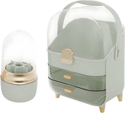 Make-up Organizer - Skincare organizer - Opbergdoos - Sieradendoos - met 2 Lades - Voor Cosmetica & Sieraden op Bureau - Groen