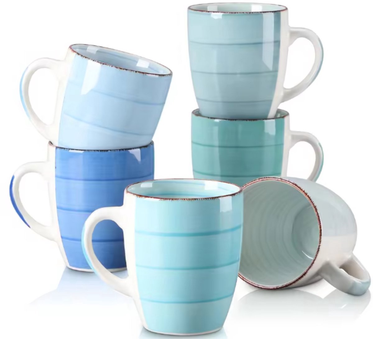 Regalia Mokkenset - 6 stuks - 470ml - Ovaal - Koffiemokken - Melkbeker - Met oor
